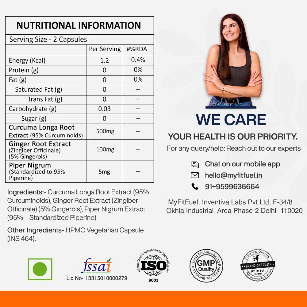 MyFitFuel Curcumin + Ginger Extract + Piperine Capsules