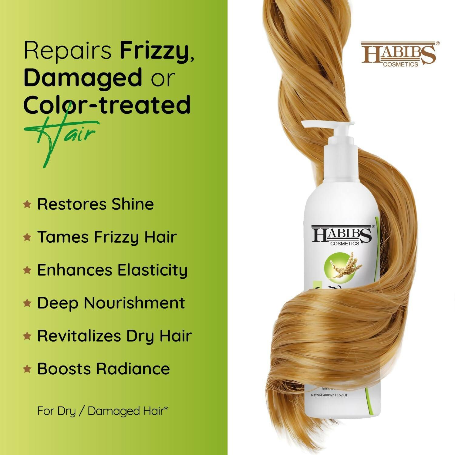 Habibs Professional Hair Conditioner Nourishing For Smooth & Straight Frizz-Free Hair, With Wheat Germ Oil Vitamin E & Tea Tree Oil Enriched