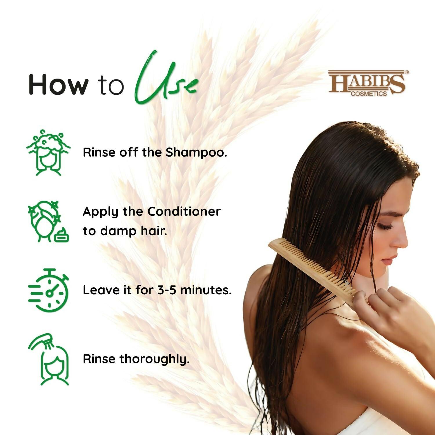 Habibs Professional Hair Conditioner Nourishing For Smooth & Straight Frizz-Free Hair, With Wheat Germ Oil Vitamin E & Tea Tree Oil Enriched