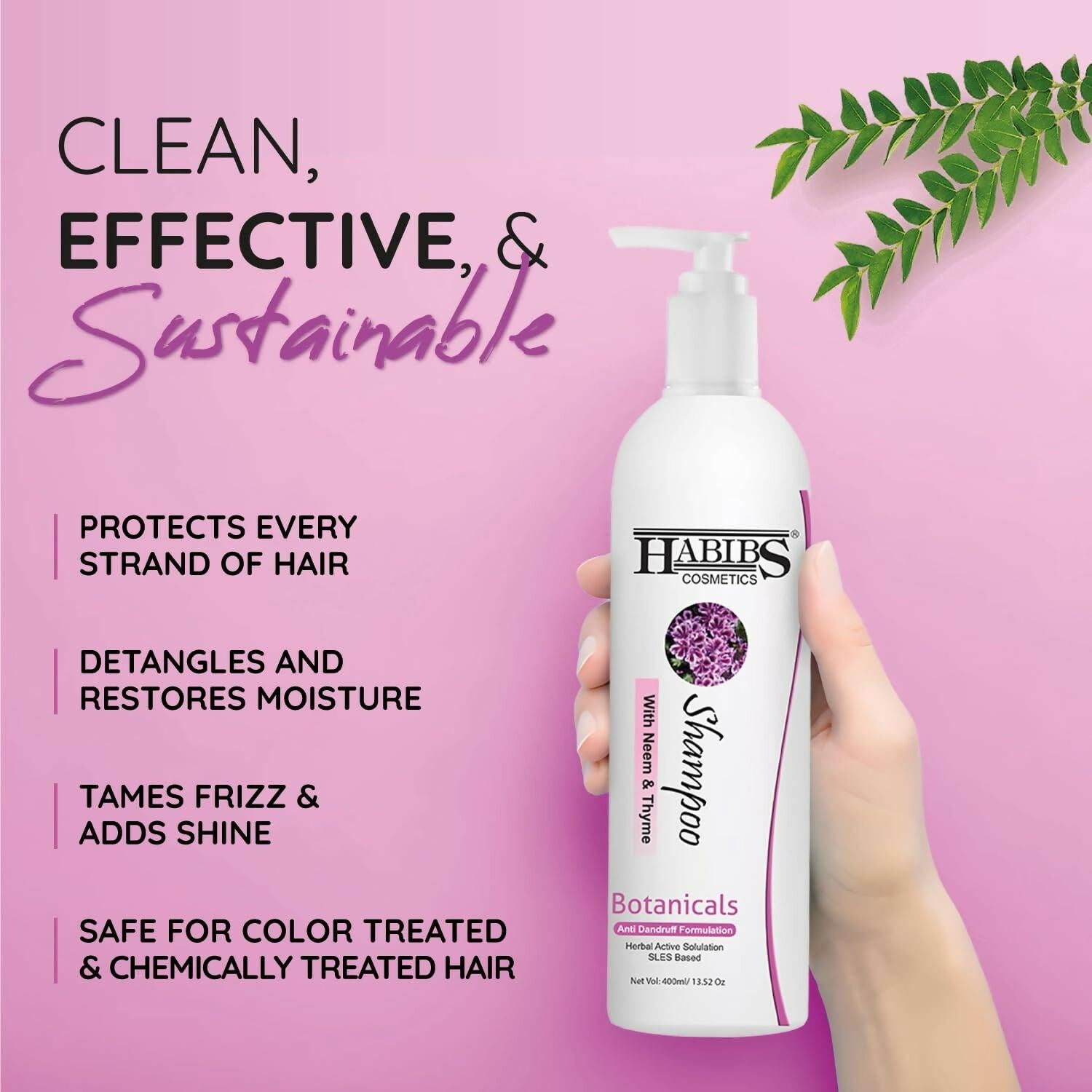 Habibs Professional Anti-Dandruff Shampoo Reduction In Flaking, Itching, & Dry Scalp With Neem Tulsi & Thyme Sulphate