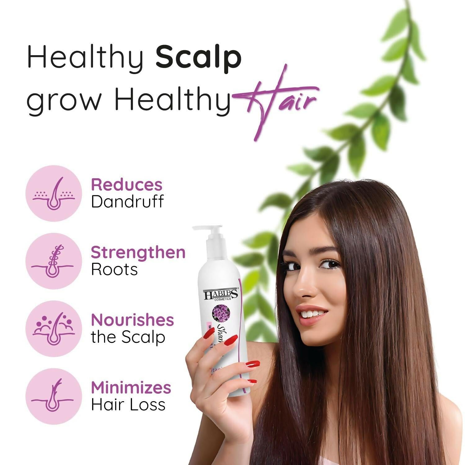 Habibs Professional Anti-Dandruff Shampoo Reduction In Flaking, Itching, & Dry Scalp With Neem Tulsi & Thyme Sulphate