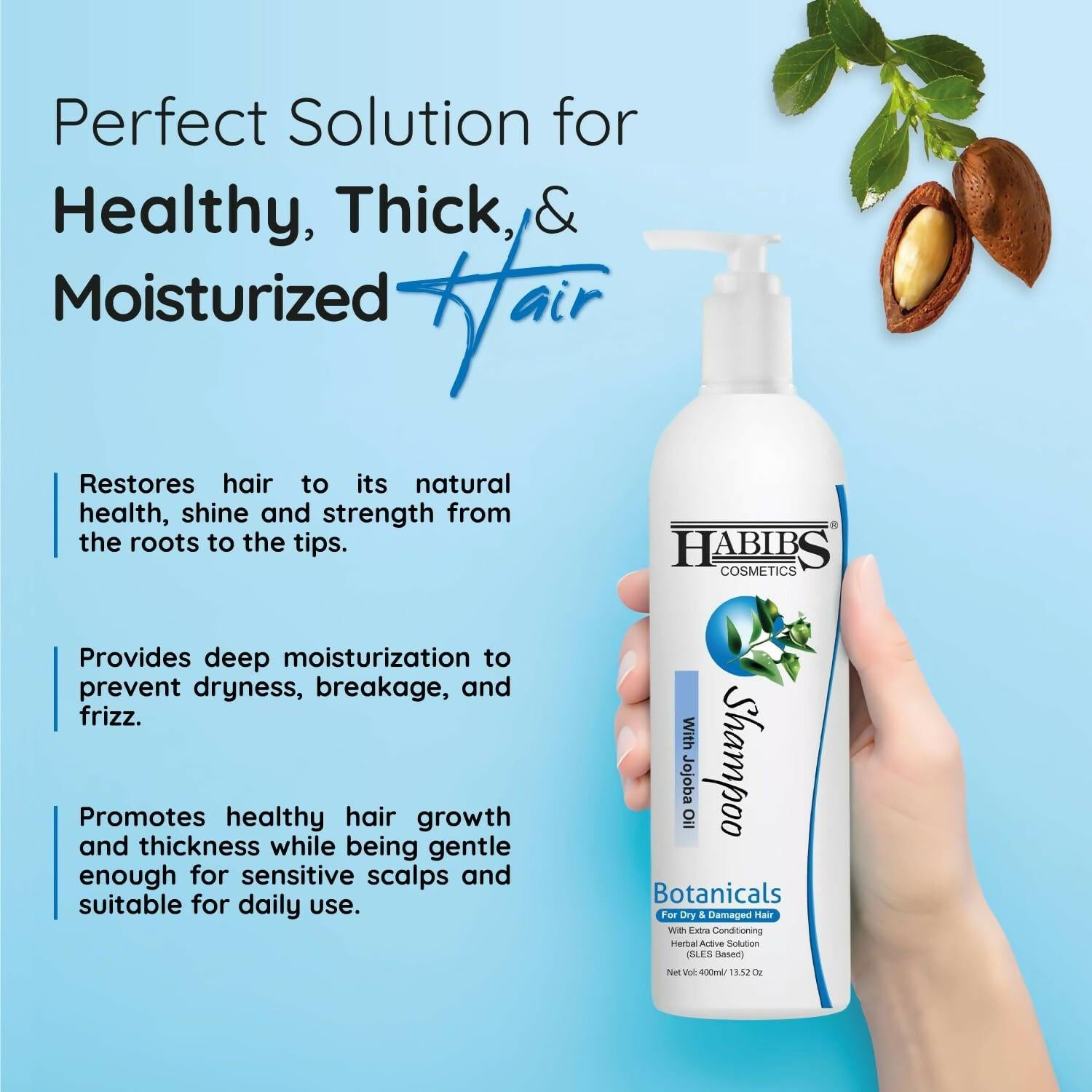 Habibs Professional Hair Shampoo with Jojoba Oil Botanicals For Anti Hair Fall