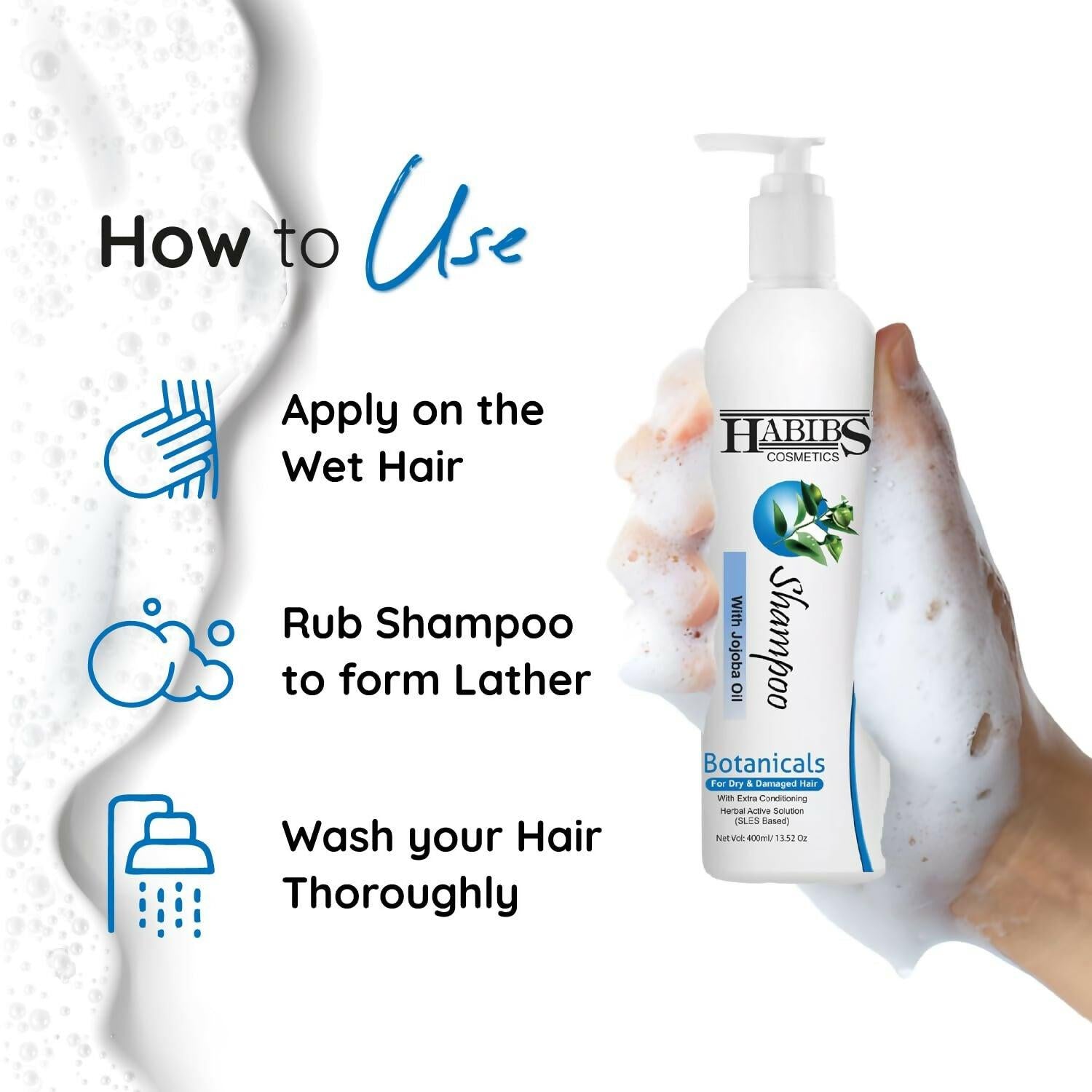 Habibs Professional Hair Shampoo with Jojoba Oil Botanicals For Anti Hair Fall