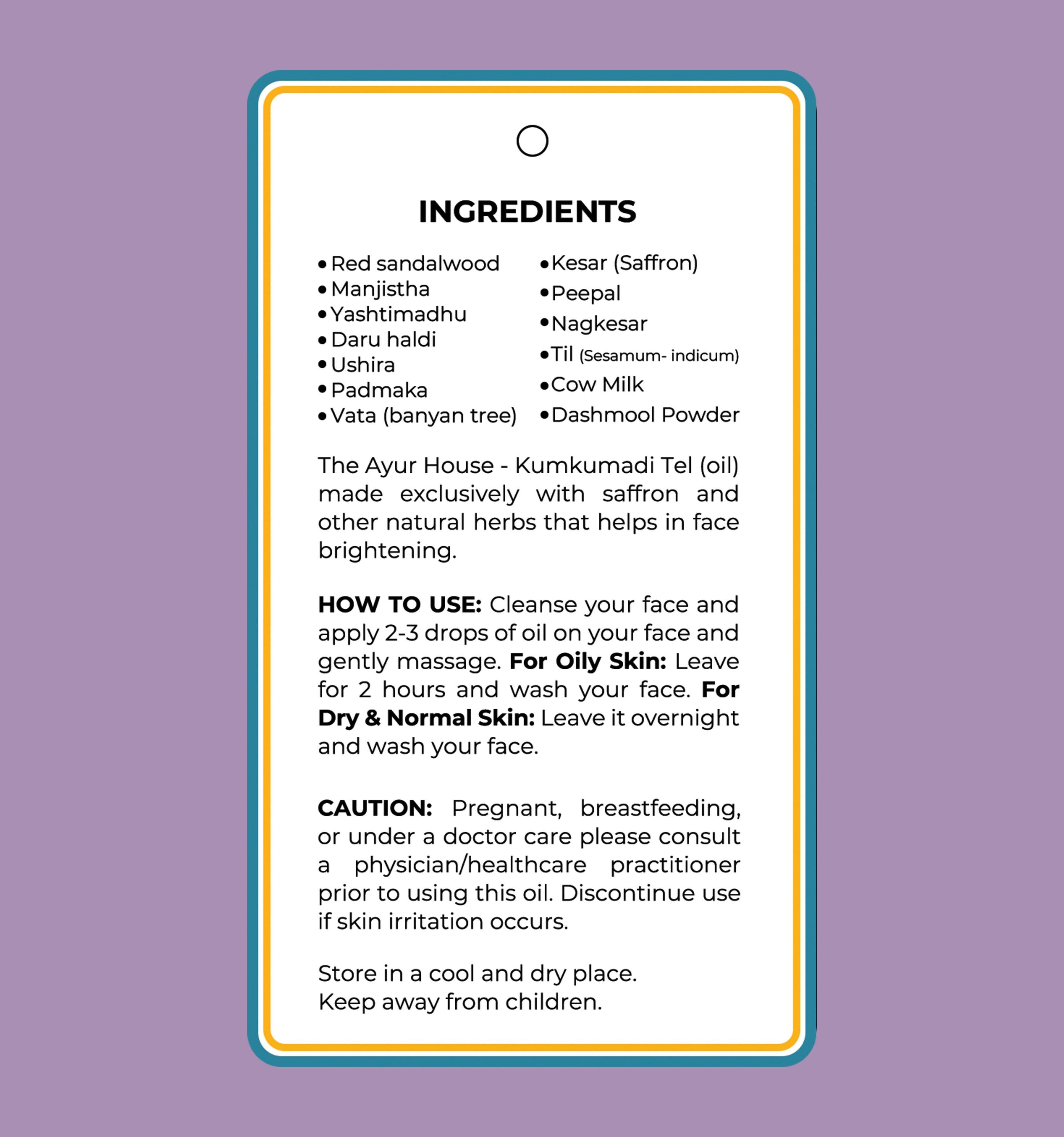 The Ayur House Kumkumadi Tel - Golden Glow Face Oil