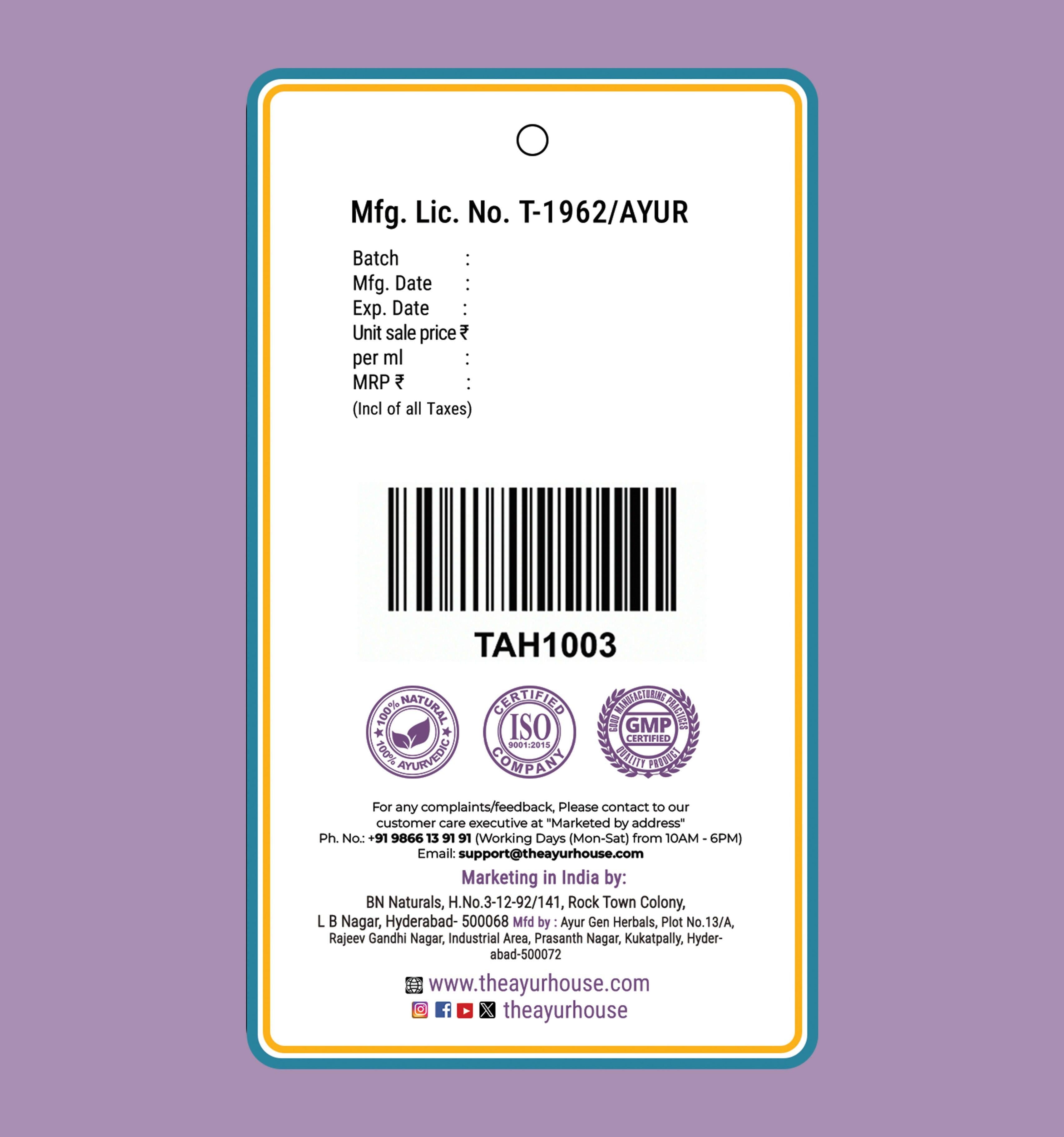 The Ayur House Kumkumadi Tel - Golden Glow Face Oil