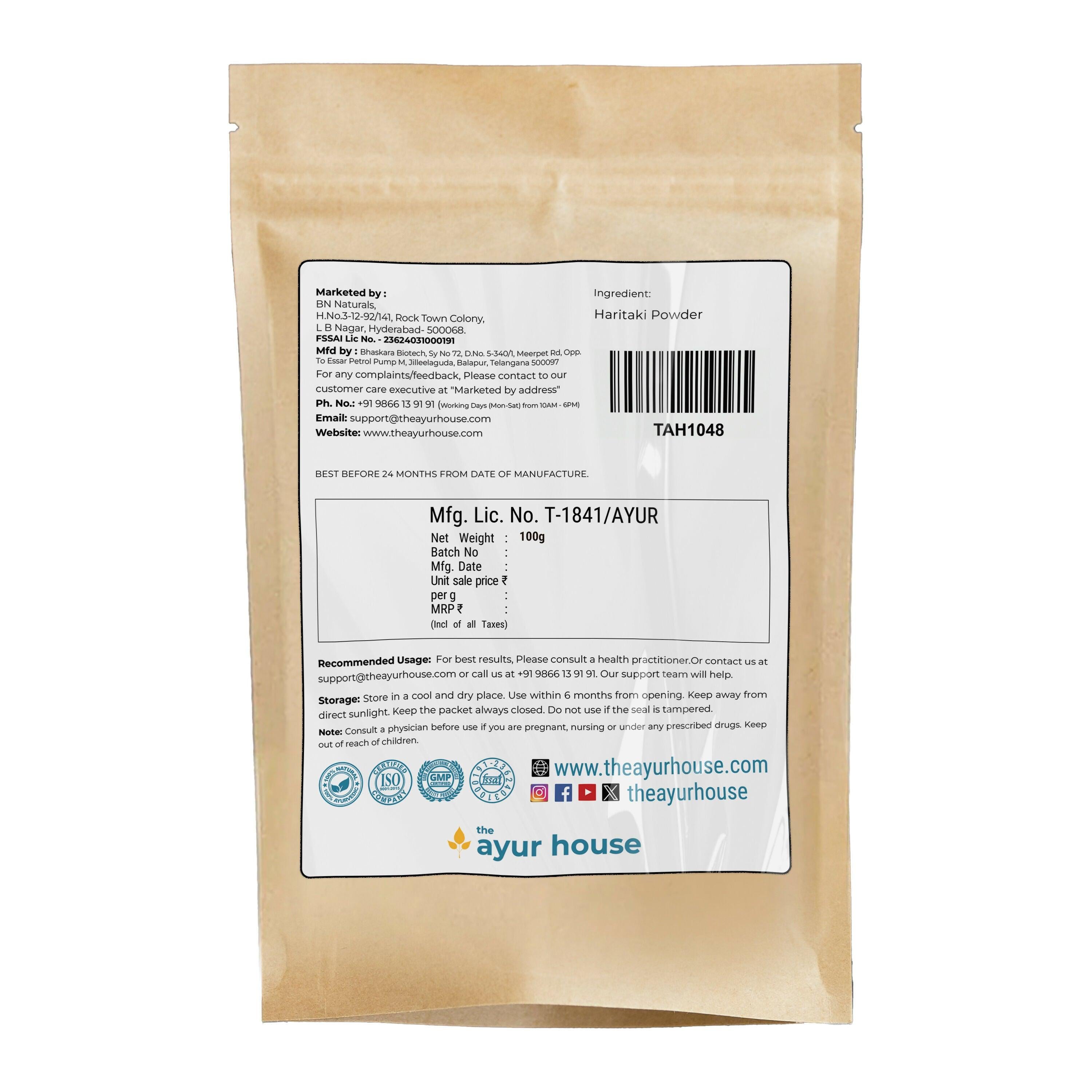 The Ayur House Harad Haritaki Karakkaya Powder