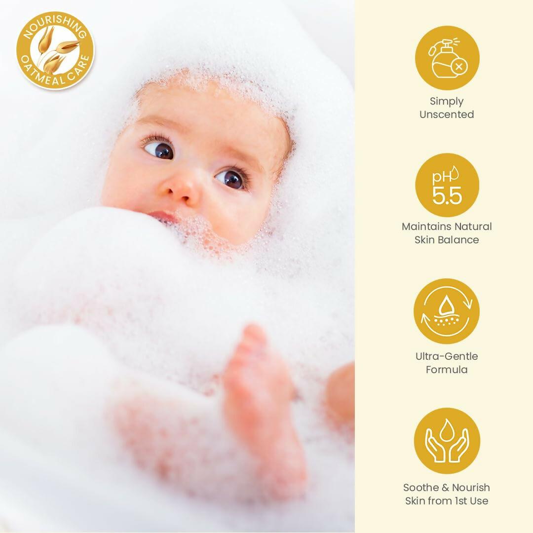 Mother Sparsh Simply Unscented Foaming Baby Face & Body Wash With Natural Oatmeal
