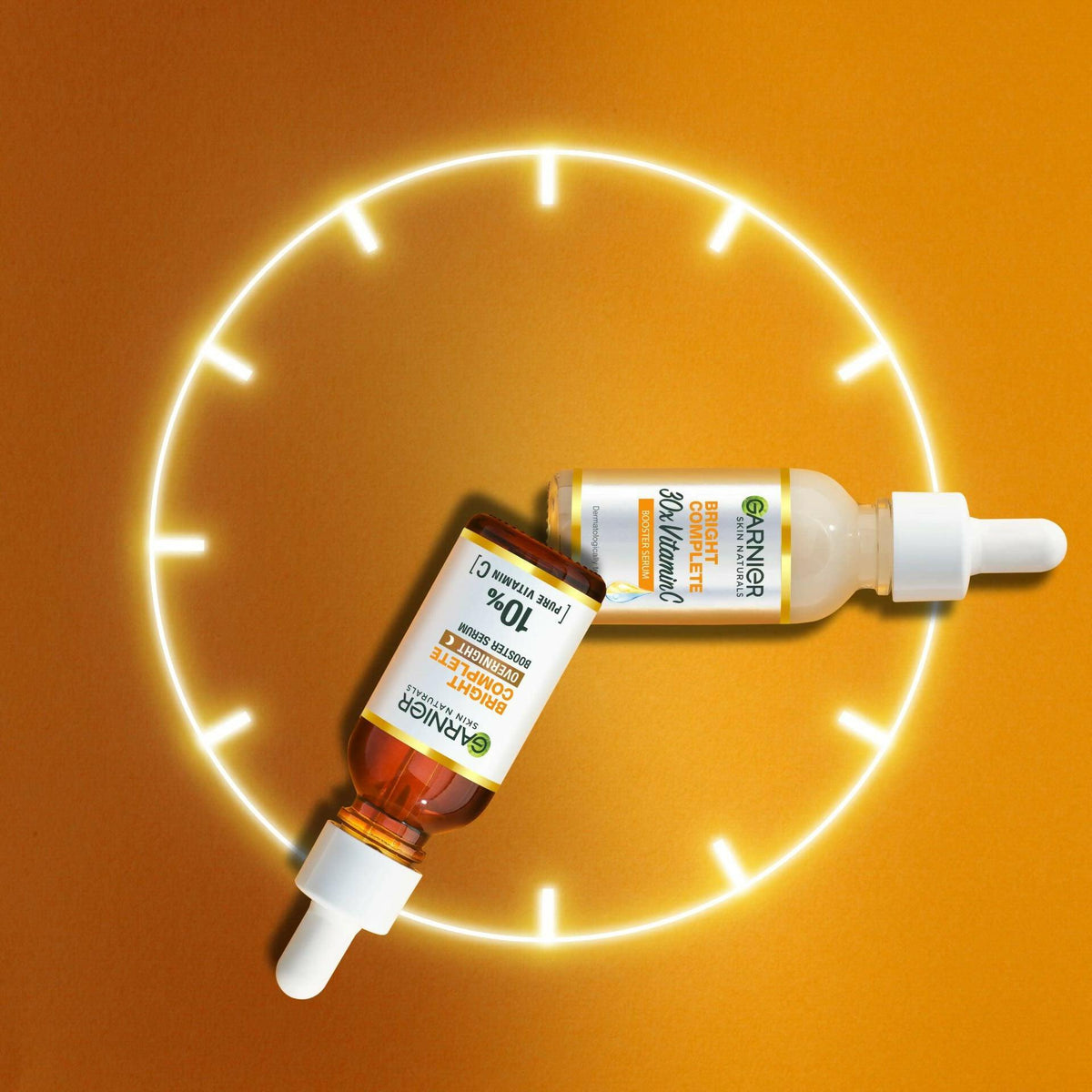 Garnier 30X Vitamin C Day + 10% Vitamin C Night Serum Mini Combo - Wake Up to 73% Brighter Skin