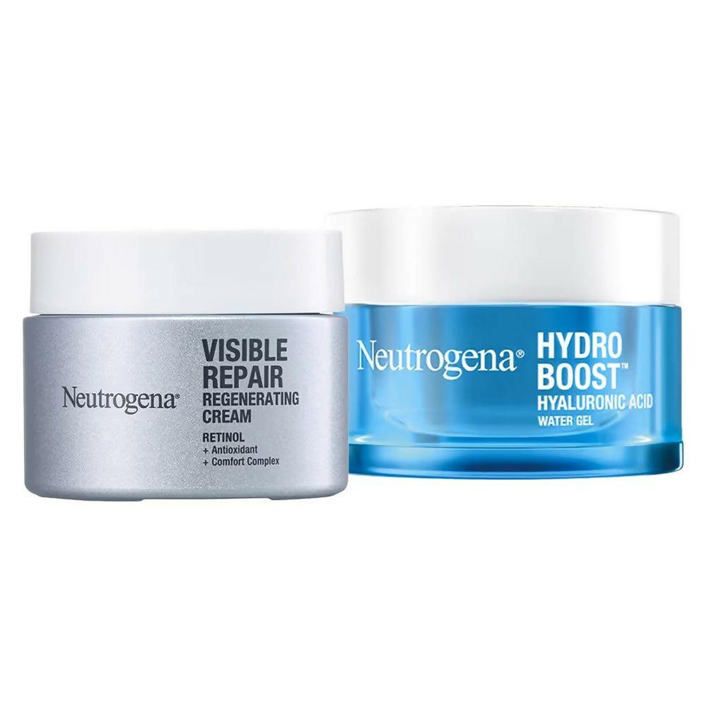 Neutrogena Hyaluronic Acid Gel + Retinol Face Moisturizer Anti-Ageing Combo For Wrinkle-Free Skin