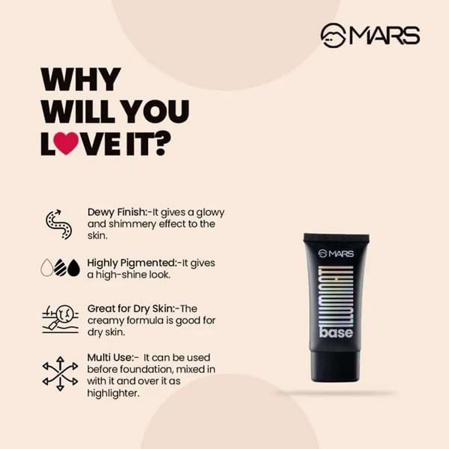 MARS Cosmetics Illuminati Base Dewy Primer With Highlighter - Pink