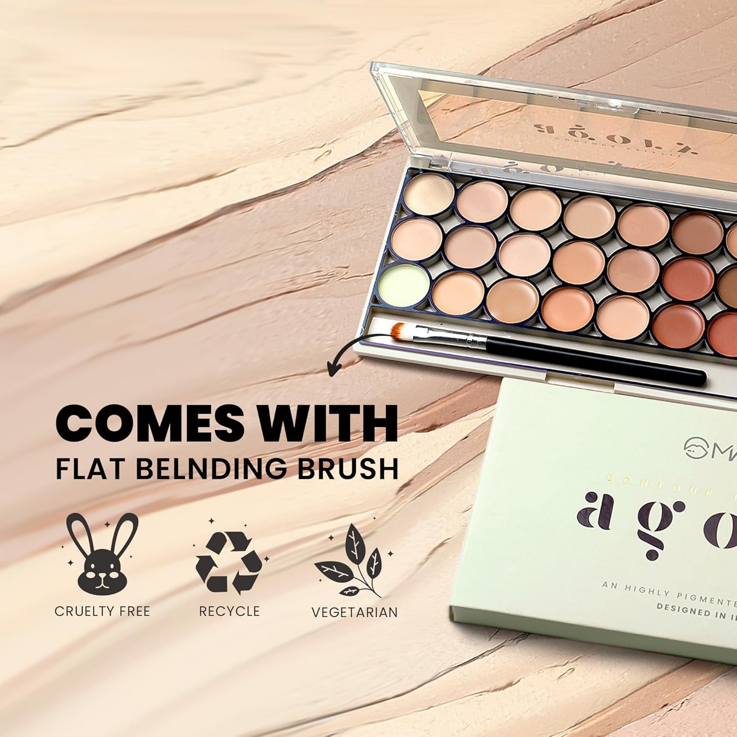 MARS Cosmetics 24 Shade Agory Cream Contour Palette With Brush - Shade-01