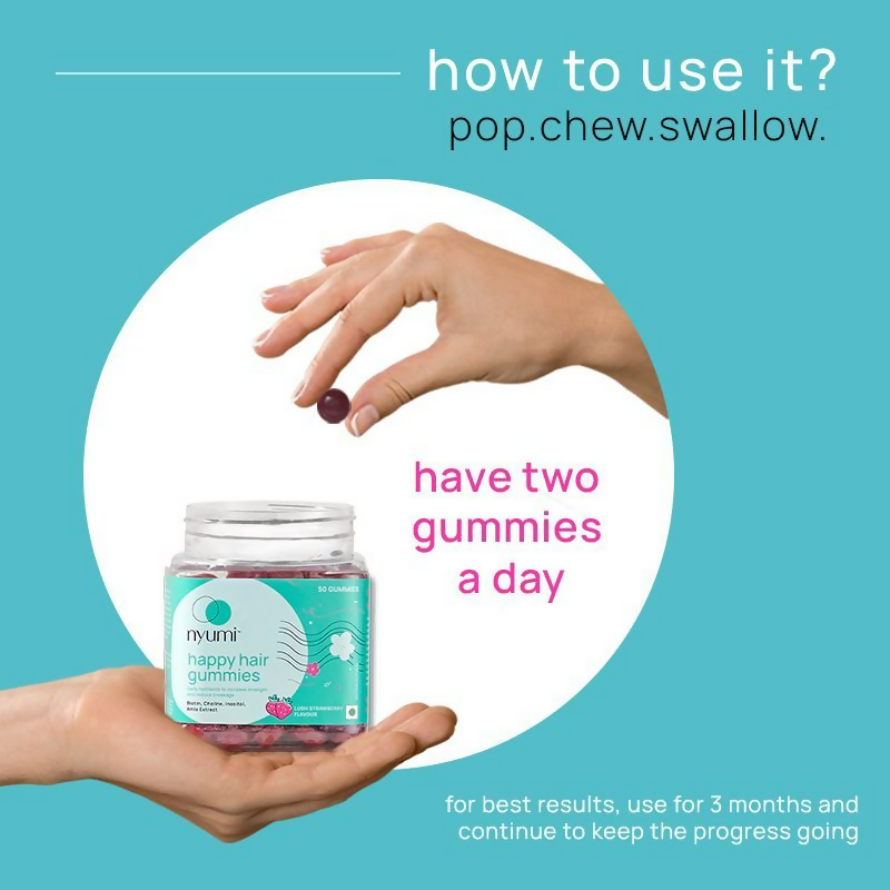 Nyumi Biotin Hair Gummies For Stronger Thicker And Shinier Hair - Amla Zinc, & Multivitamins