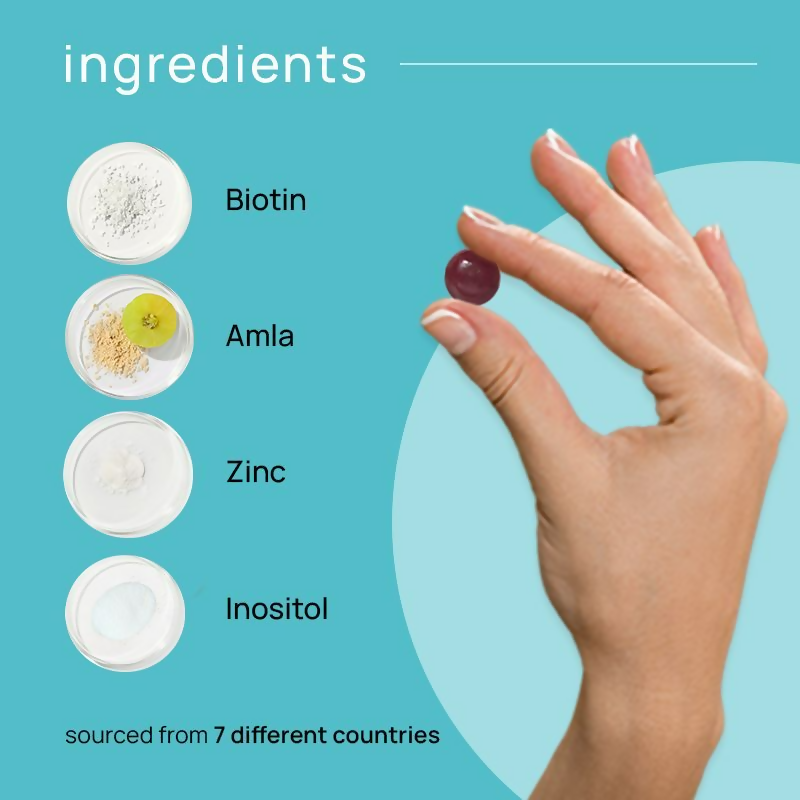 Nyumi Biotin Hair Gummies For Stronger Thicker And Shinier Hair - Amla Zinc, & Multivitamins