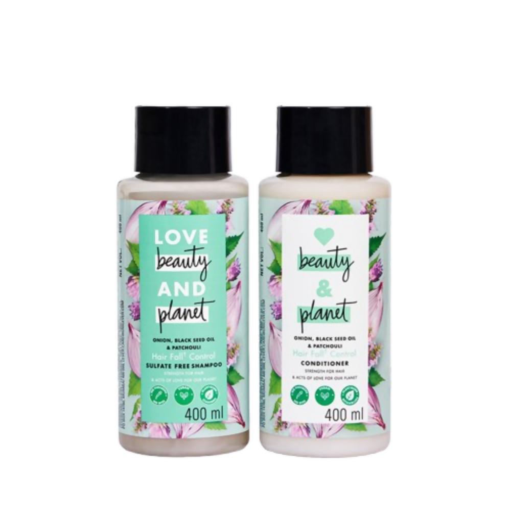 Love Beauty And Planet Onion Blackseed & Patchouli Hair Fall Control Sulfate Free Shampoo & Conditioner