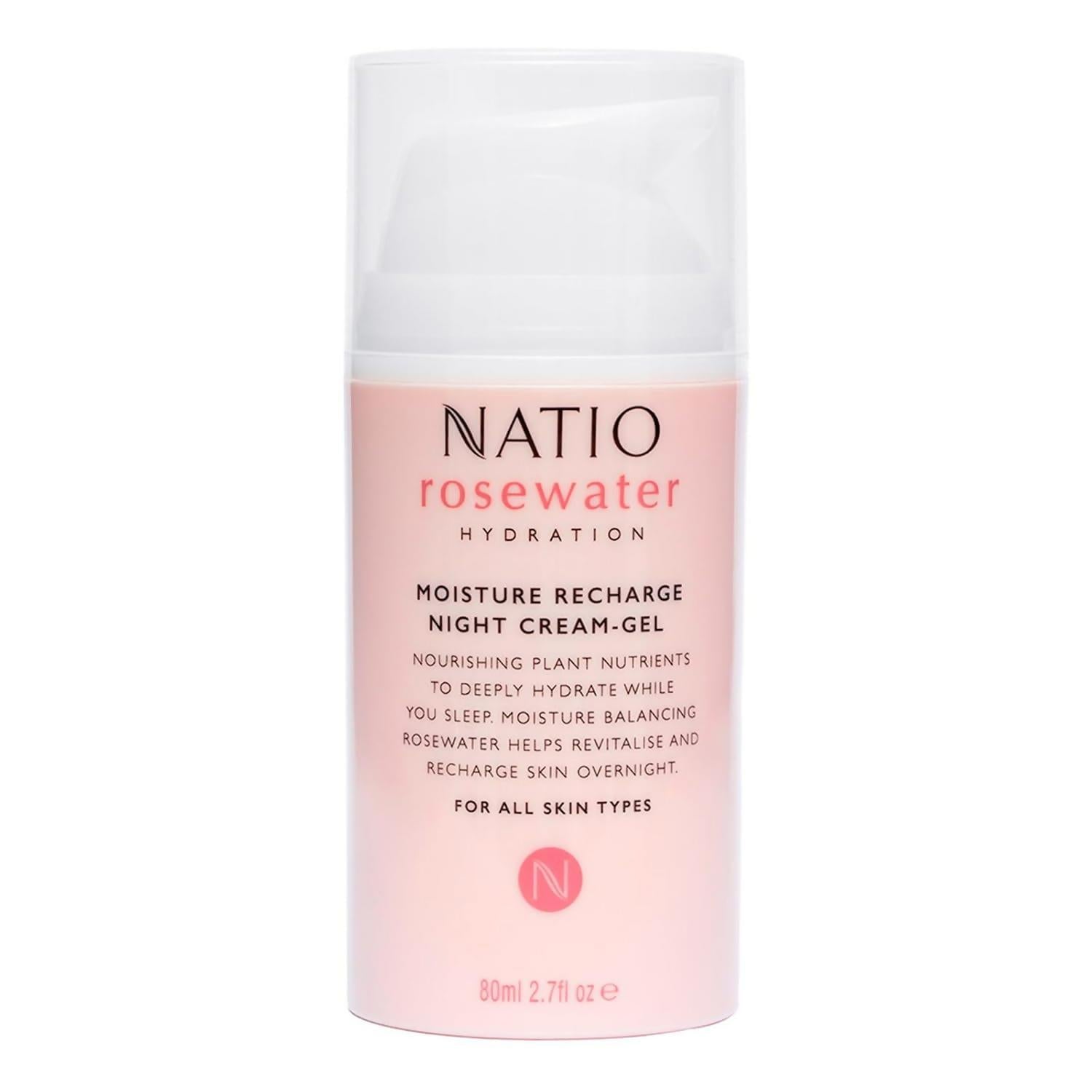 Natio Rosewater Moisture Recharge Night Cream Gel