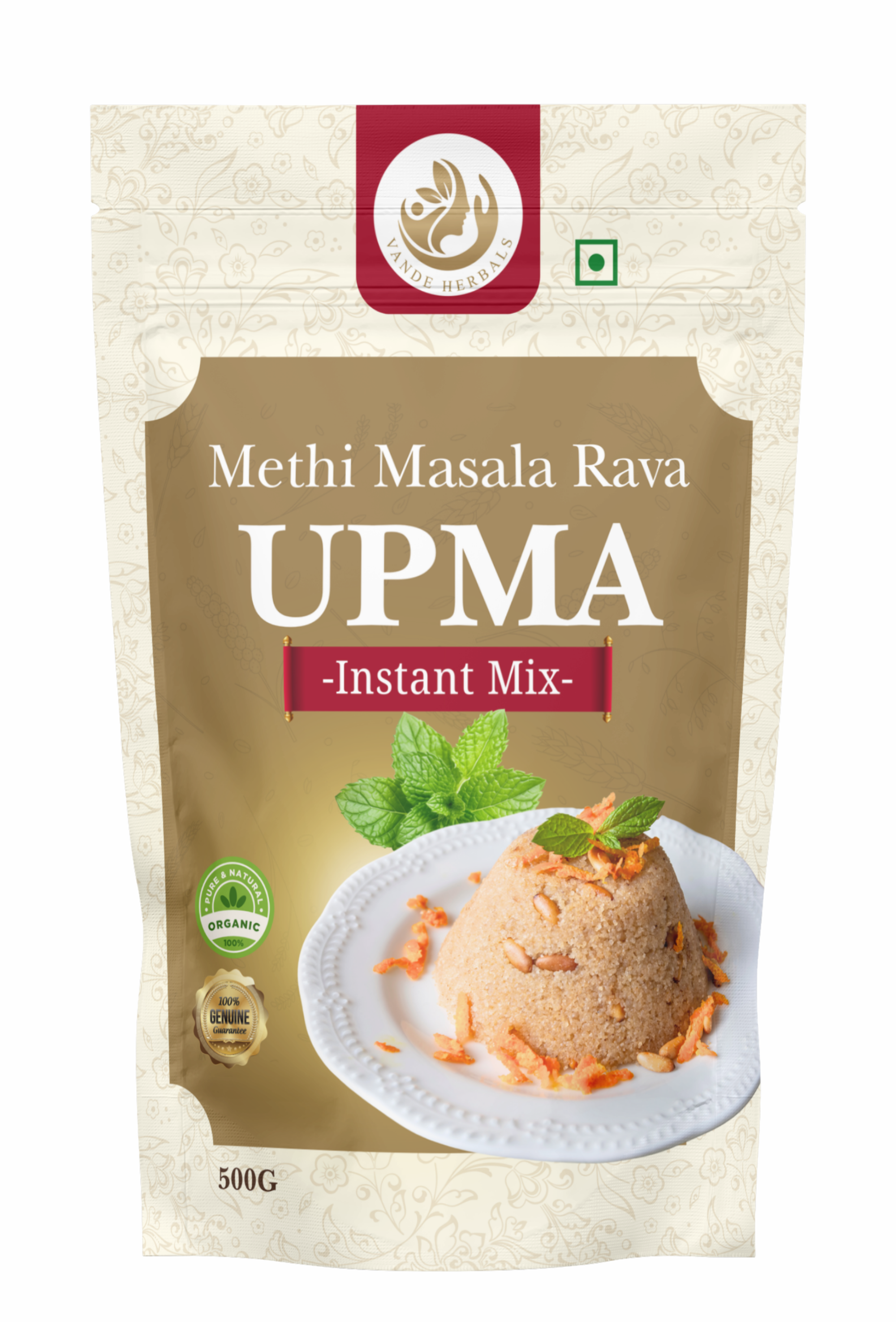 Methi Masala Rava Upma Mix 500 g Instant Breakfast Mix | Vande Herbals