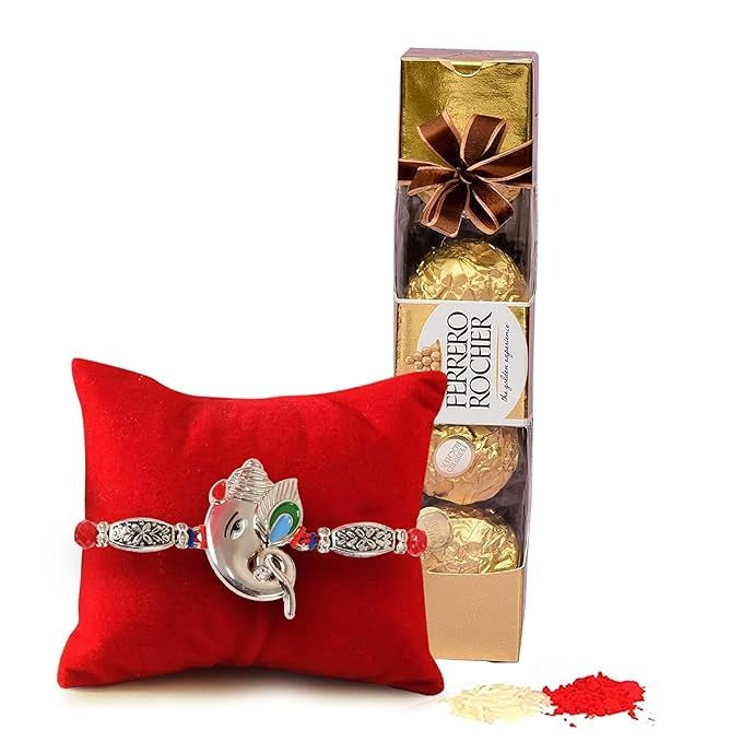TIED RIBBONS Rakhi Gifts for Brother - Designer Rakhi with Chocolate Pack and Rakshabandhan Special Card - Rakhis for Brother Bhai
