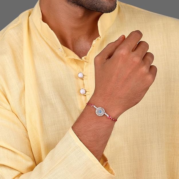 GIVA 925 Silver Evil Eye Rakhi in Silver | Gifts for Men and Boys | Quirky Rakshabandhan Rakhi for Brother | Silver Rakhi for Boys & Men With Certificate of Authenticity and 925 Stamp