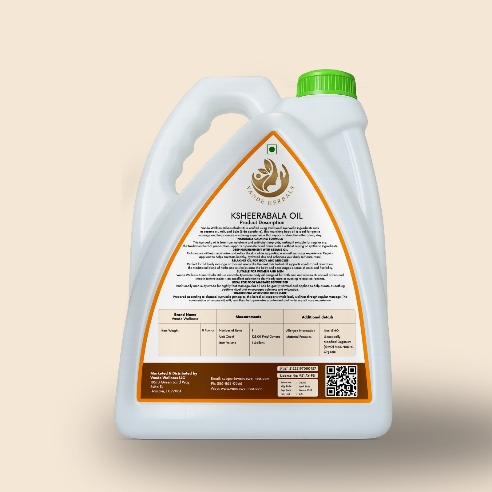 Ksheerabala Oil | Vande Herbals Ayurvedic Massage Oil for Joint and Muscle Care
