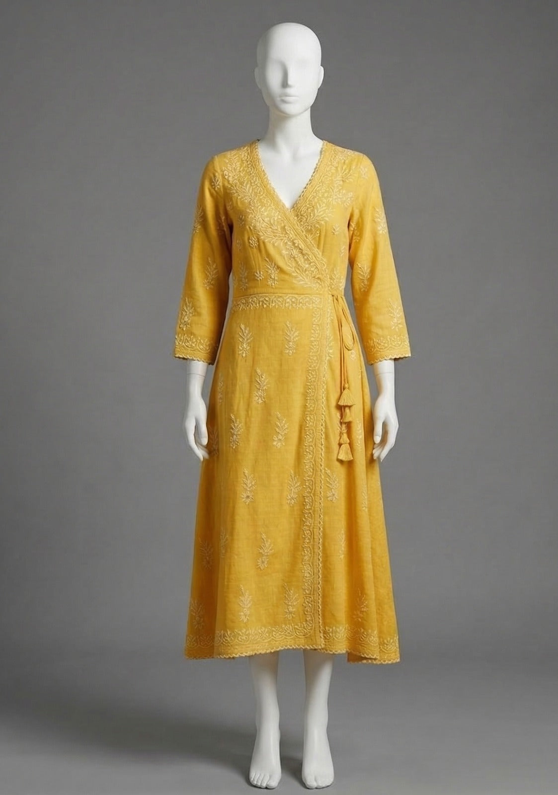 Yellow Angarkha Style Dobi Cotton Kurta