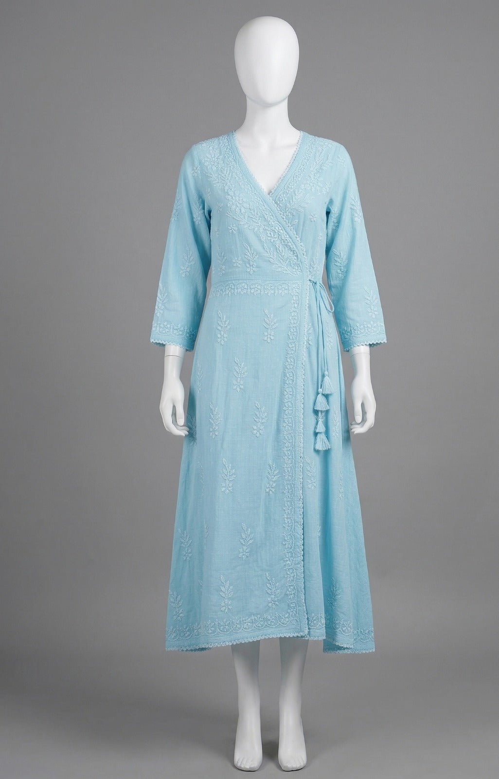 Sky Blue Angarkha Style Dobi Cotton Kurta