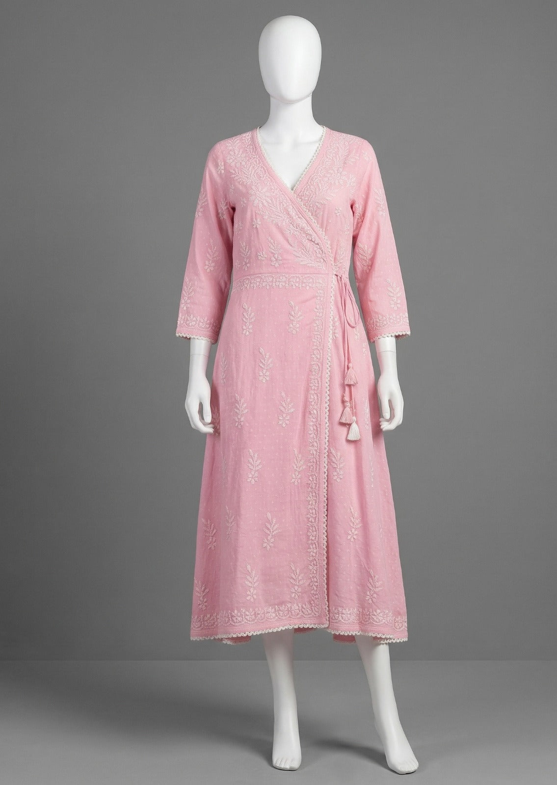 Pink Angarkha Style Dobi Cotton Kurta