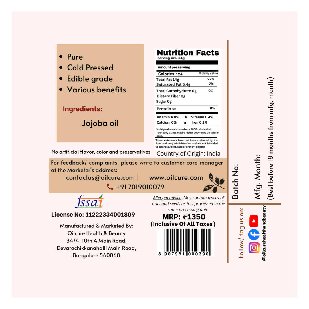 Oilcure Jojoba Oil Cold Pressed