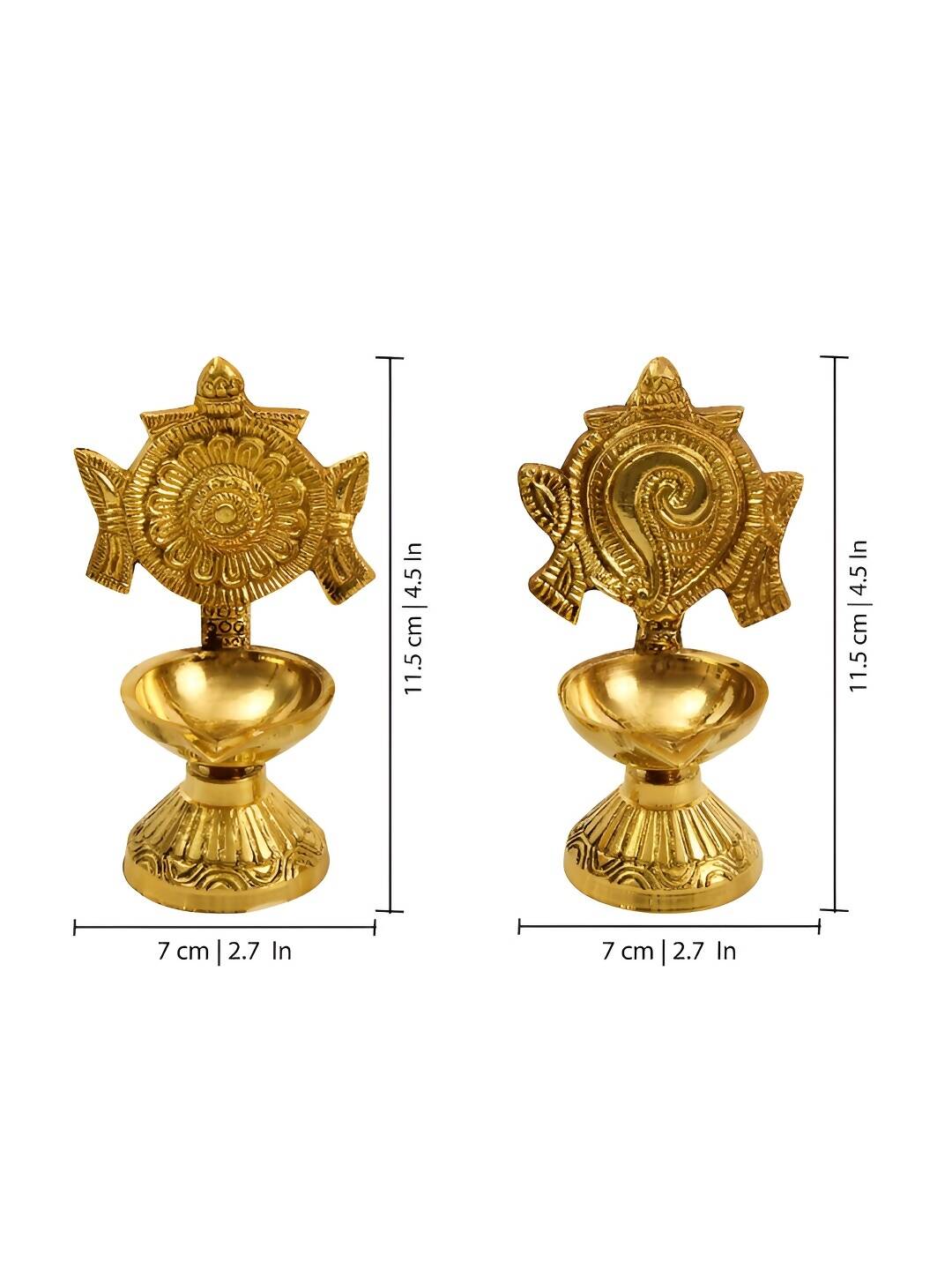 Spillbox 2 Pieces Brass Shangu Chakra Vilakku