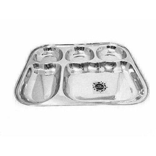 Stainless Steel 5 in 1 Compartment Dinner Plate Set of 2