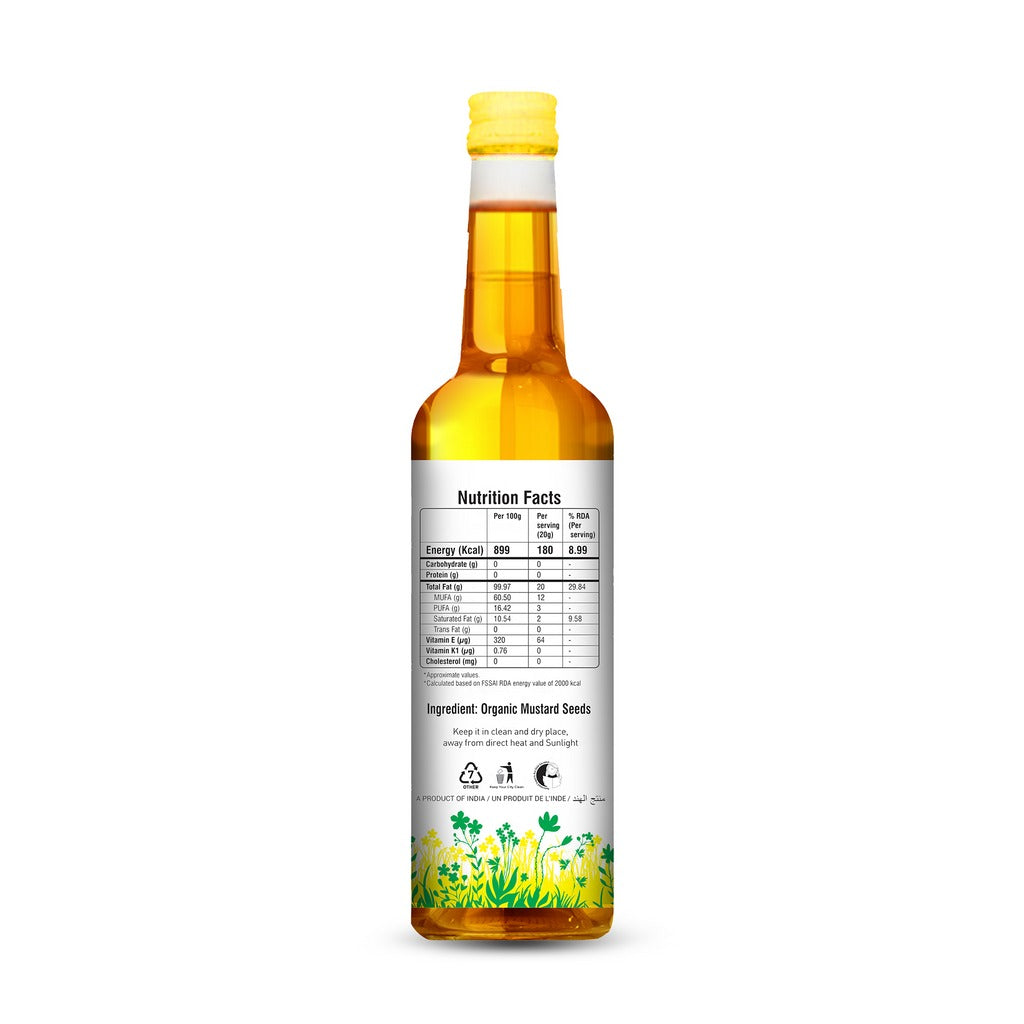 Nature Land Organics Mustard Oil Wood Cold Pressed