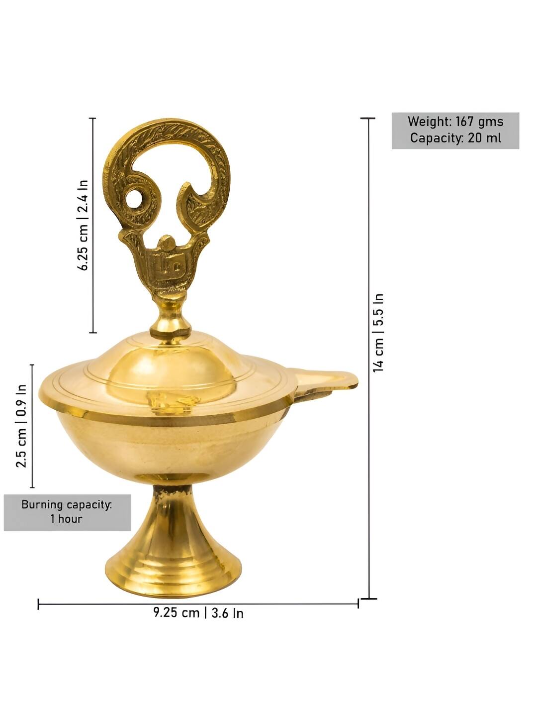 Spillbox Gold-Toned Brass Om Closed Diya Pooja Essential