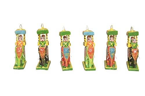 Wooden Mysore Elephant Ambari,Multicolour,Set of 6