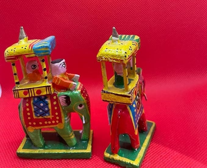 Wooden Mysore Elephant Ambari,Multicolour,Set of 6