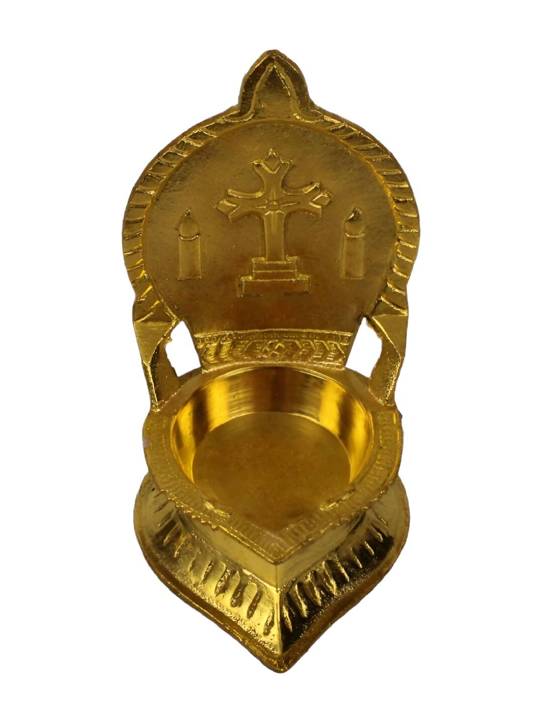 Spillbox Gold-Toned Brass Cross Diya Pooja Essential