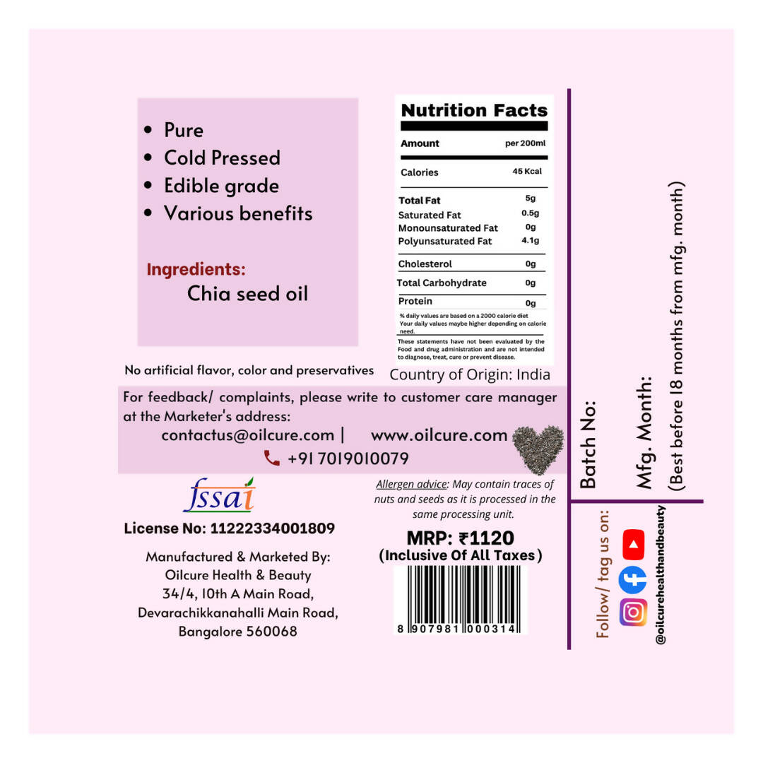 Oilcure Chia Seed Oil Cold Pressed