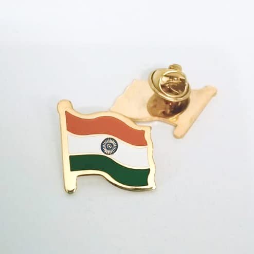 Brando Brass Metal Indian National Flag Badge With Pin for Shirt, Flag Lapel Pin For Cloth Indian Flag Brooch, Magnet Badge for Men and Women