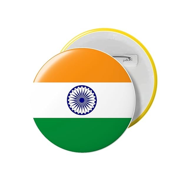 Print Mart 15 August Independence Day Badge - Indian National Flag Badge - 58mm High Glossy