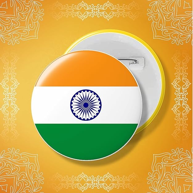 Print Mart 15 August Independence Day Badge - Indian National Flag Badge - 58mm High Glossy