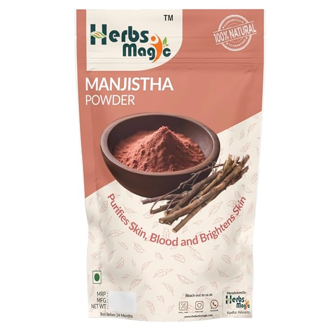 Organic Manjistha Powder, 500G | Rubia Cordifolia |100% Pure & Natural Manjistha Powder for Skin Whitening| Manjistha Powder for face, Hair Care & Skin Care