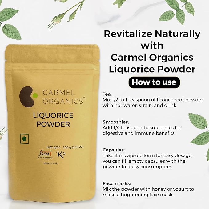 Liquorice(Mulethi) Root Powder (100, 500 Grams) | Yashtimadhu Powder for skin and hair care | Non-GMO | glycyrrhiza glabra powder/licorice Powder | No Added Preservatives