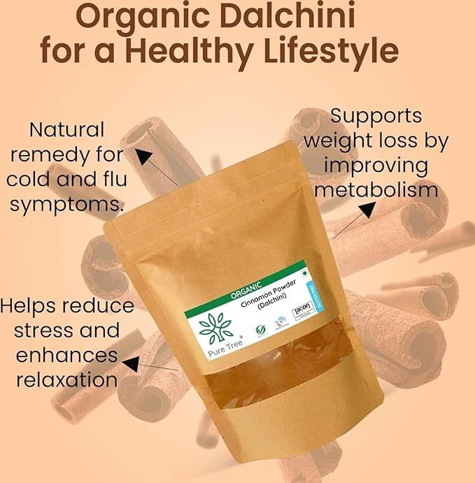 Organic Dalchini Powder | 250 Gm (Pack of 2) | Organic Cinnamon Powder | Dal Chini Powder Indian Spices Aroma & Flavour | Gluten Free Cineman Dalchini
