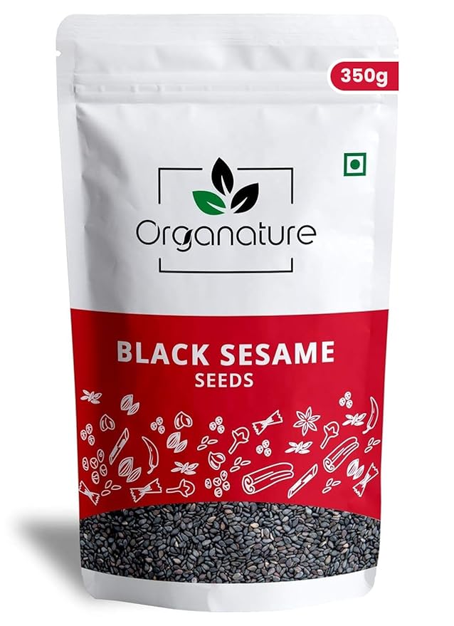Black Sesame Seeds for Eating 350gm - Whole Fresh and Natural Unhulled Kale/Black Til Seed for Weight Management, Indian Spice