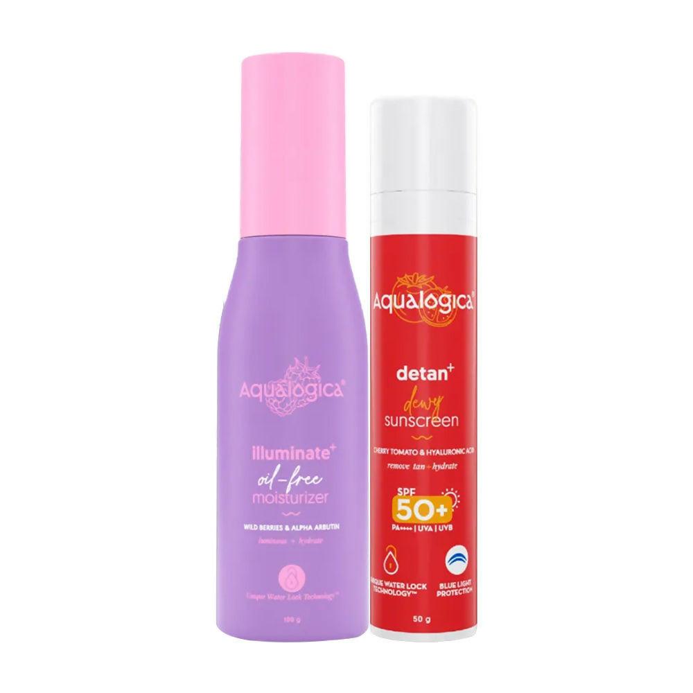 Aqualogica Illuminate Oil Free Moisturizer + Detan Sunscreen Combo