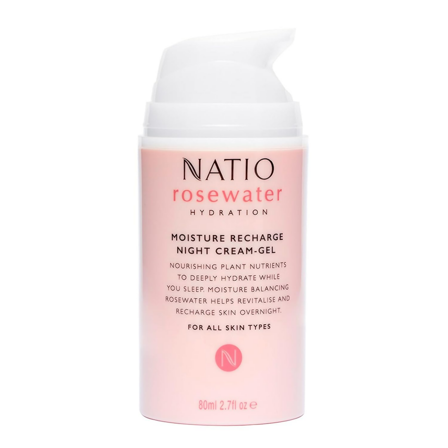 Natio Rosewater Moisture Recharge Night Cream Gel