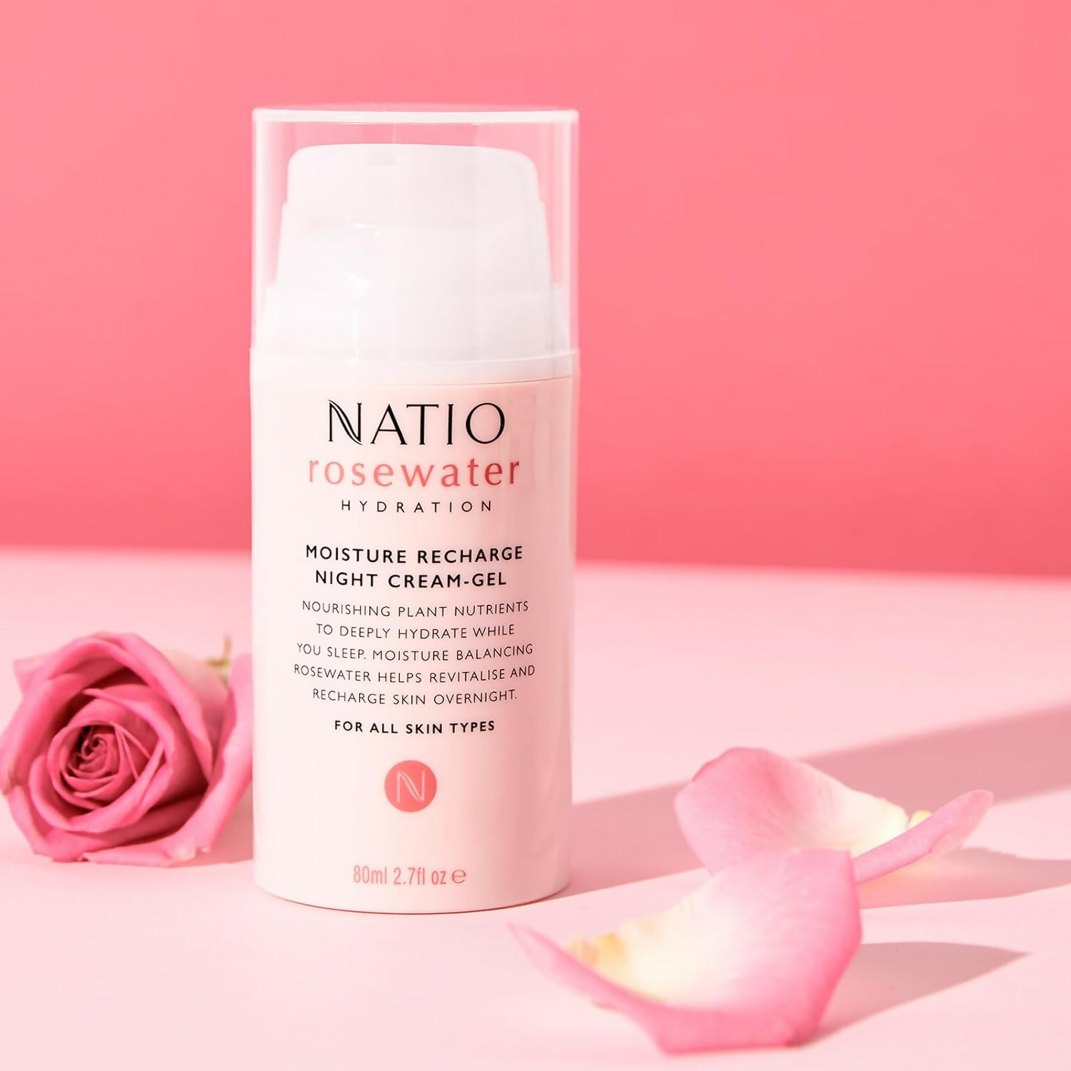 Natio Rosewater Moisture Recharge Night Cream Gel