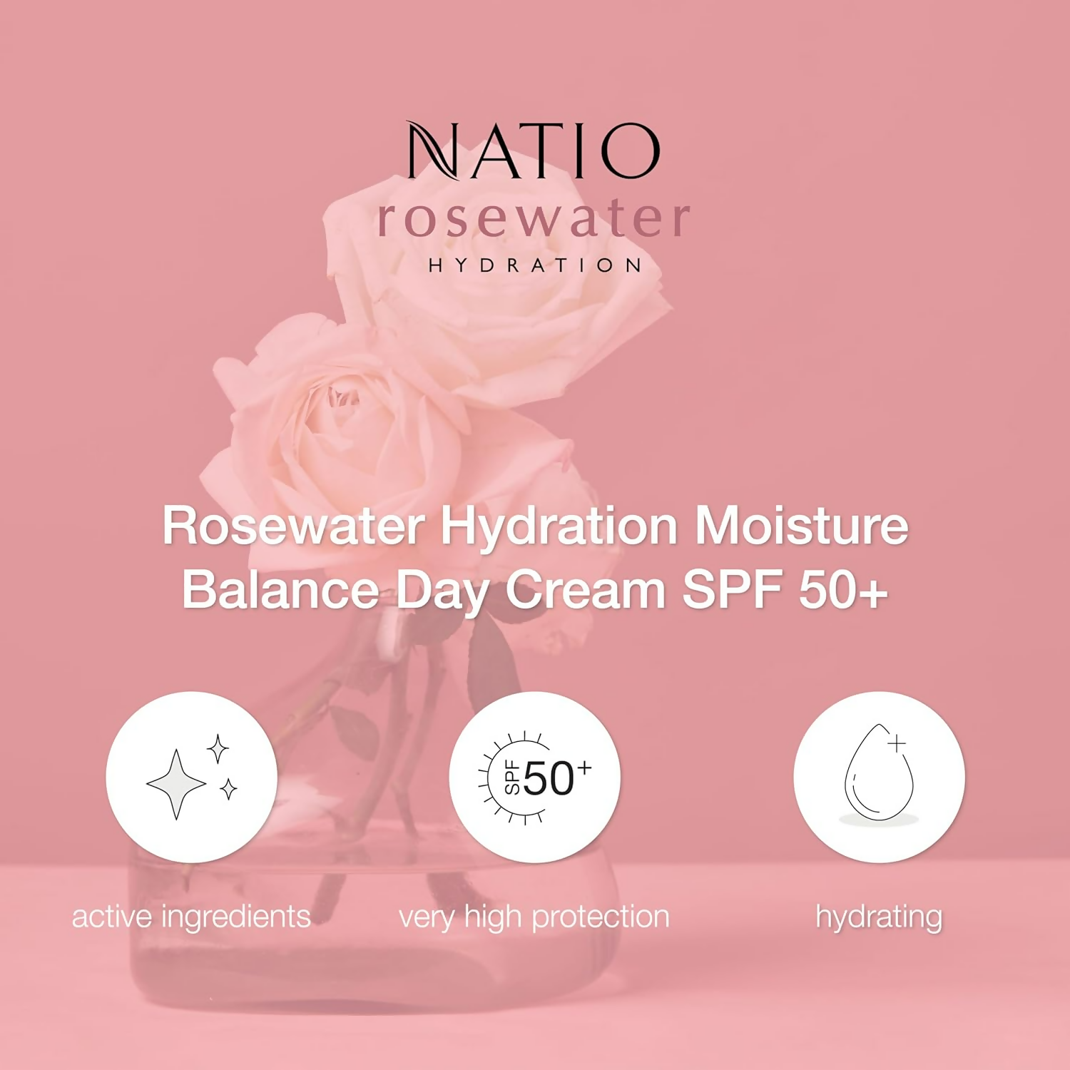 Natio Rosewater Hydration Moisture Balance Day Cream SPF 50+