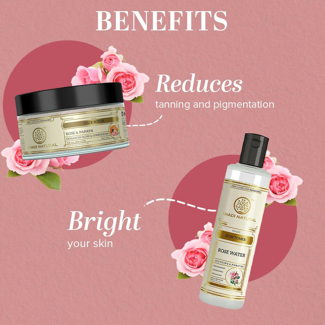 Khadi Natural Rose & Papaya Face Scrub + Rosewater Skin Toner