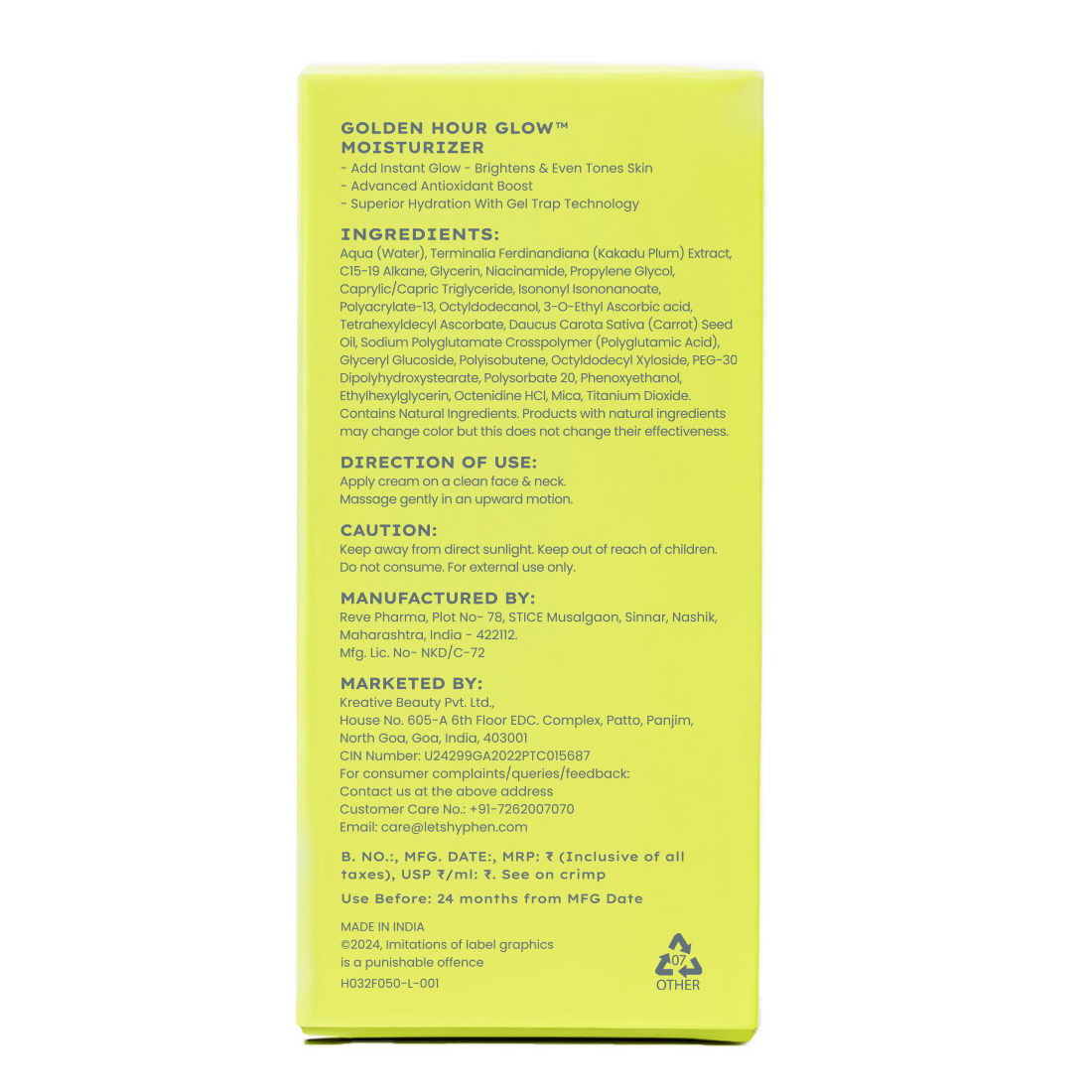 Hyphen Golden Hour Glow Face Moisturizer with Triple Vitamin C & 3% Niacinamide