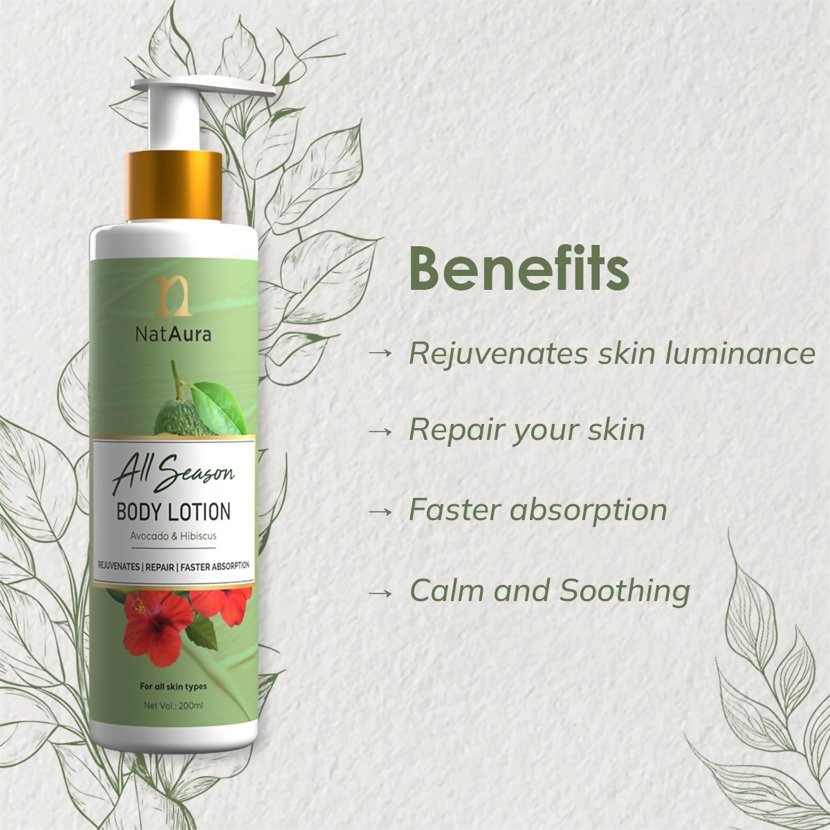NatAura All Season Body Lotion With Avocado & Hibiscus