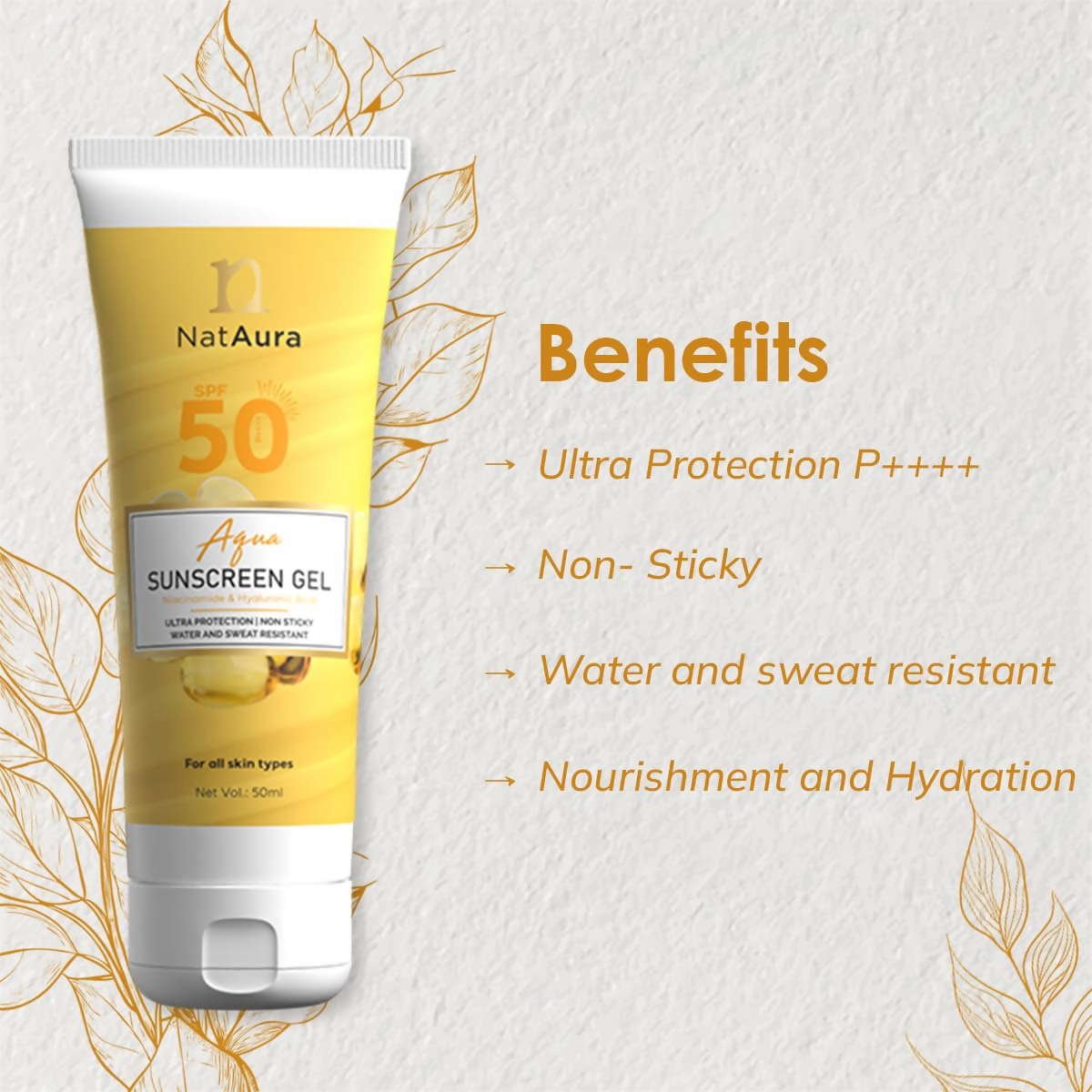 NatAura Aqua Sunscreen Gel SPF 50